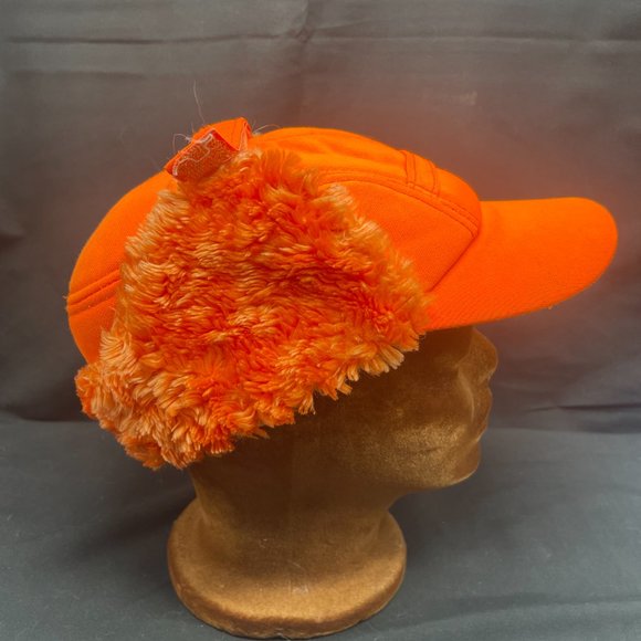 Vintage 1950's Duck Bay Hunter Orange Winter Cap with Ear Flaps Size M - Picture 4 of 9